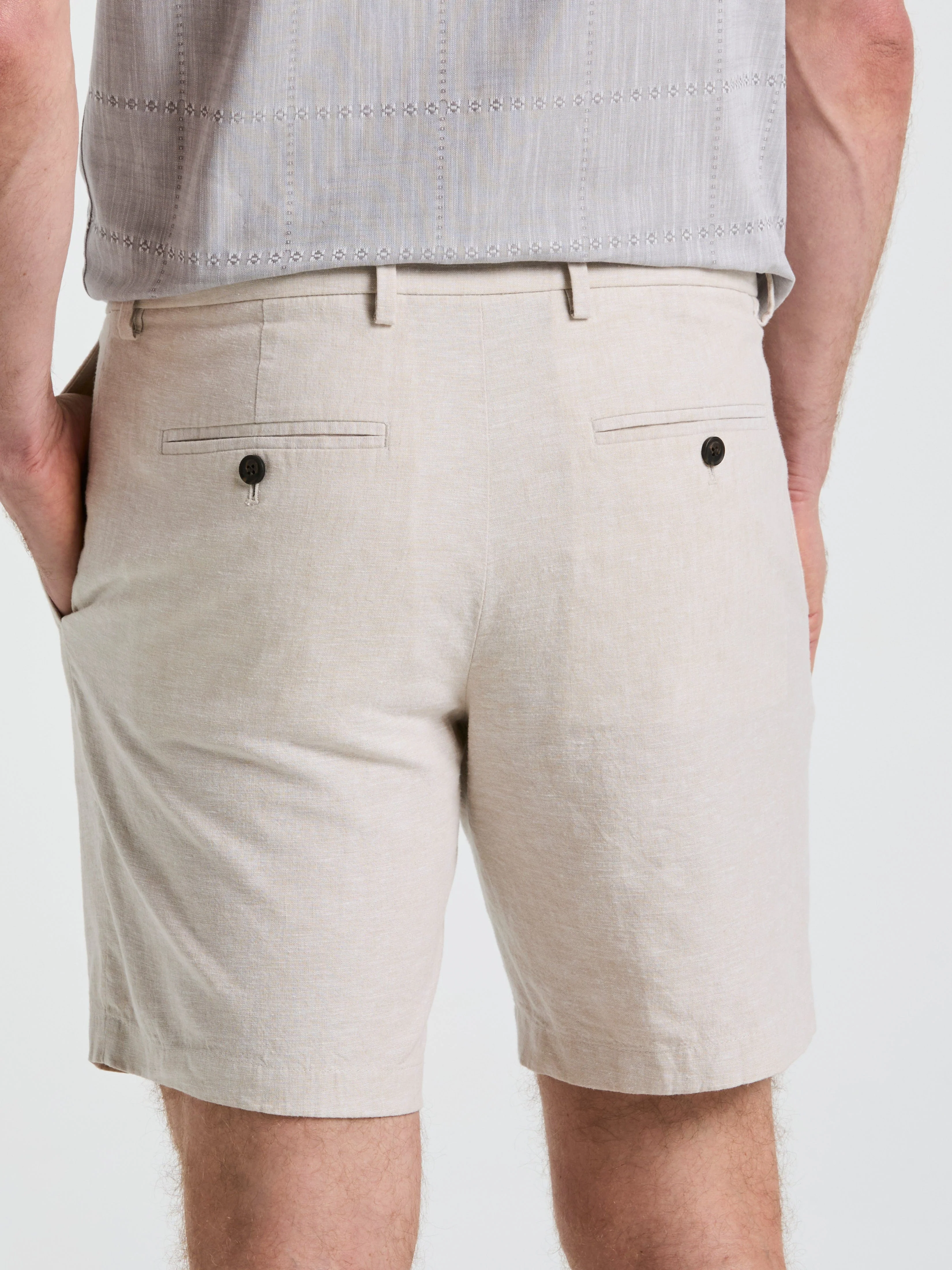 8" Flat Front Linen Cotton Short - Image 9