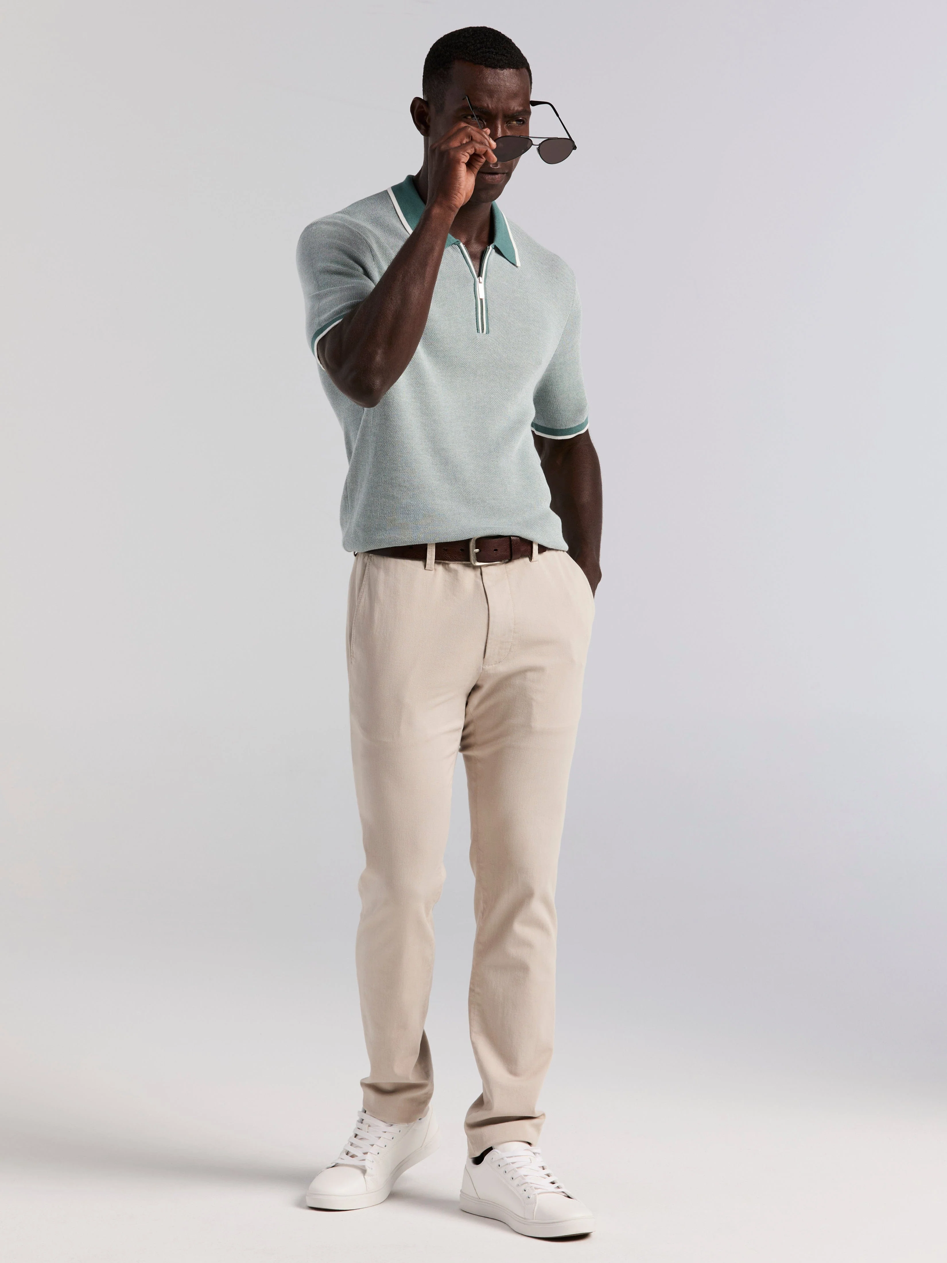 Bi-Color Stitch Zip Polo - Image 4