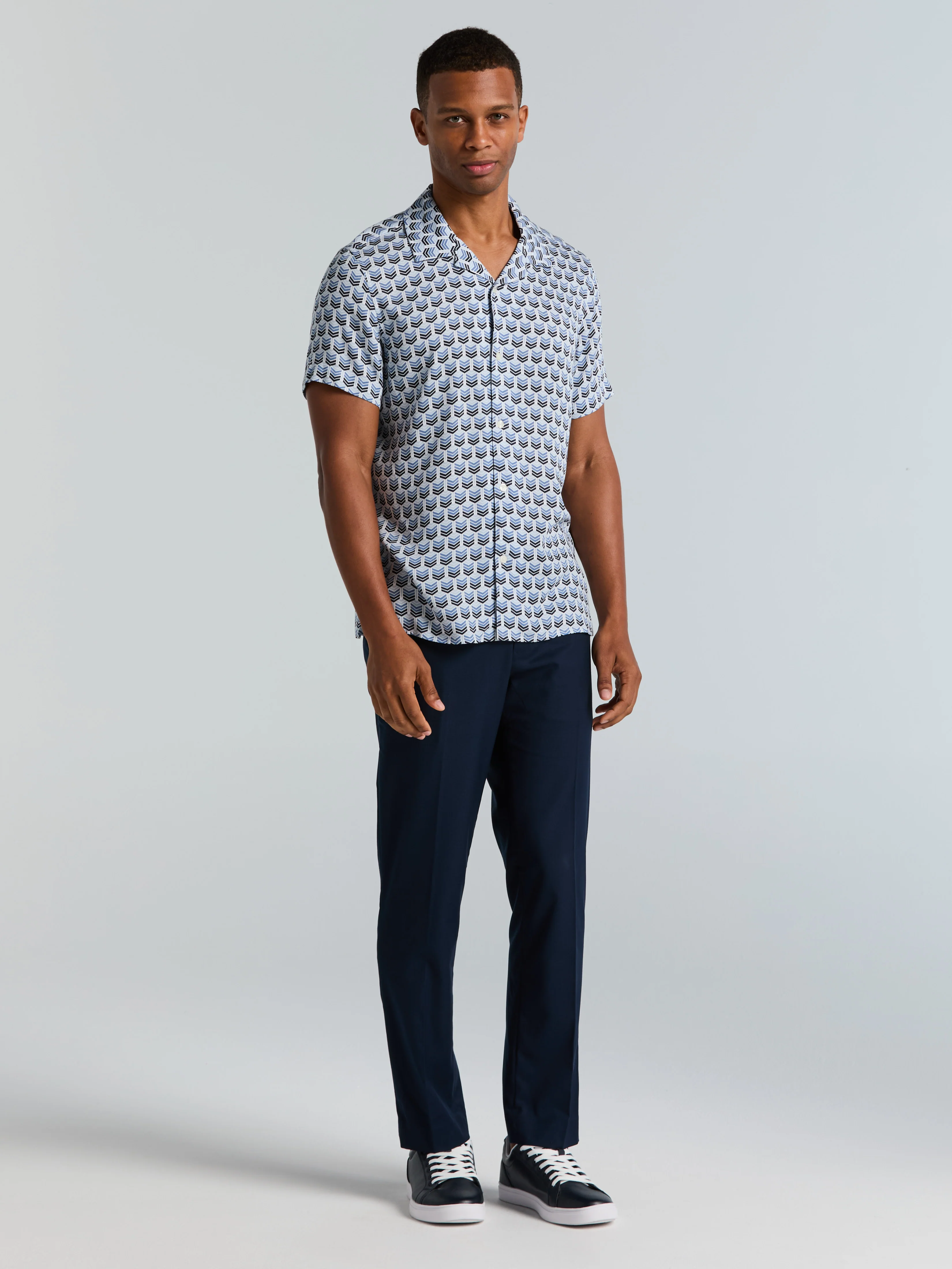 Dobby Print Camp Collar Shirt - Image 5