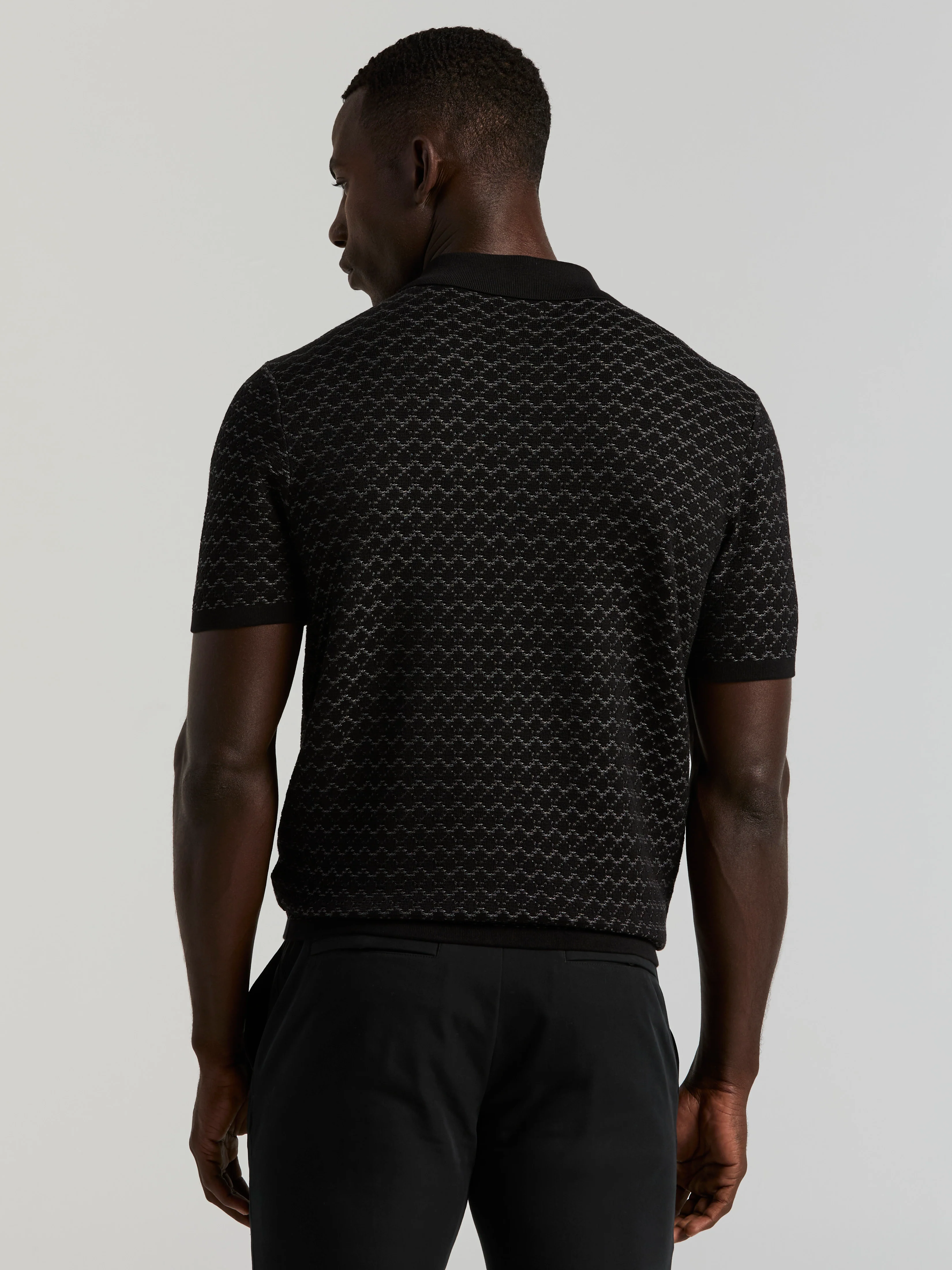 Cotton Jacquard 3 Button Sweater Polo - Image 3