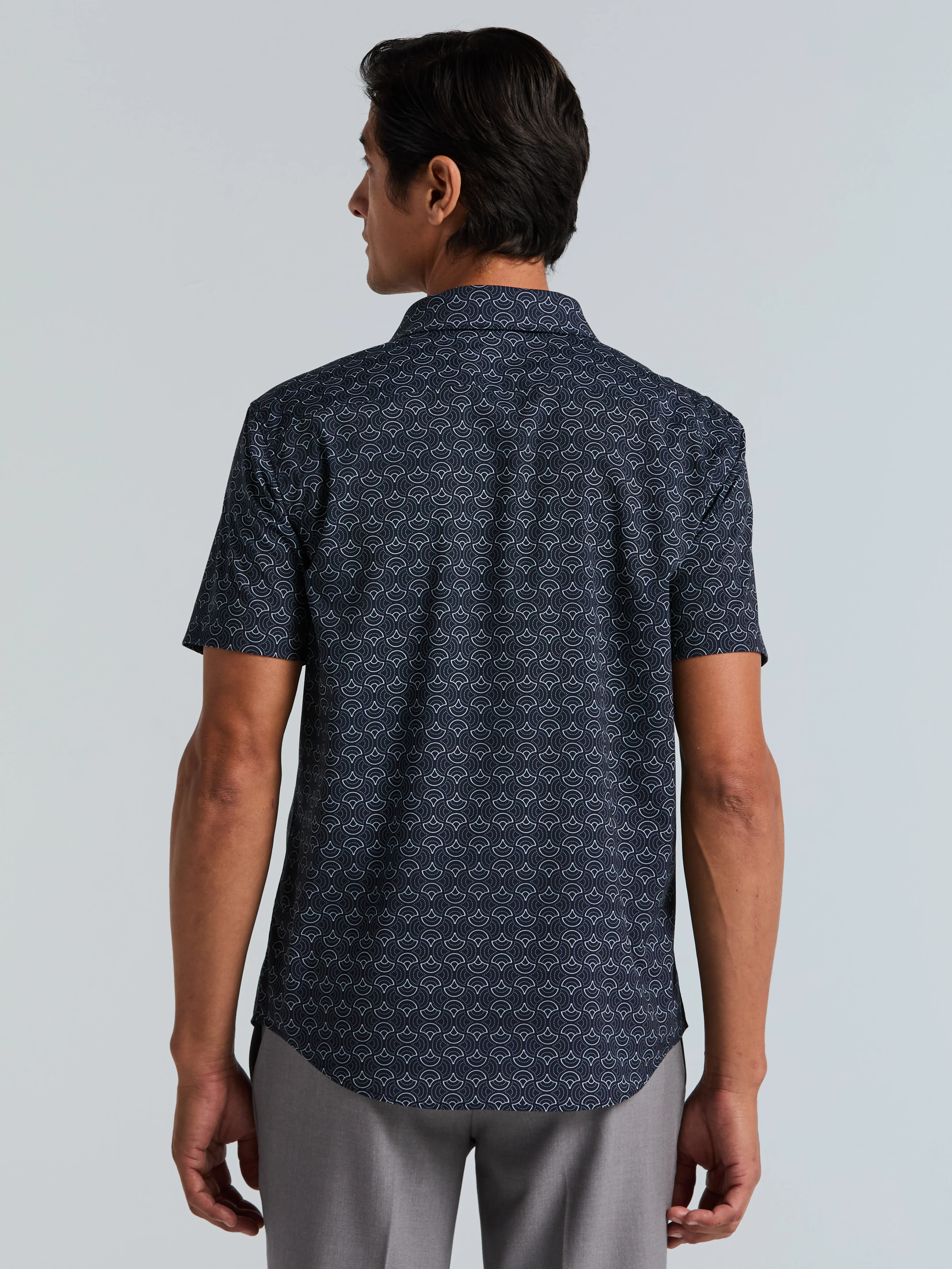 Dotted Wave Print Slim Fit Total Stretch Shirt - Image 3