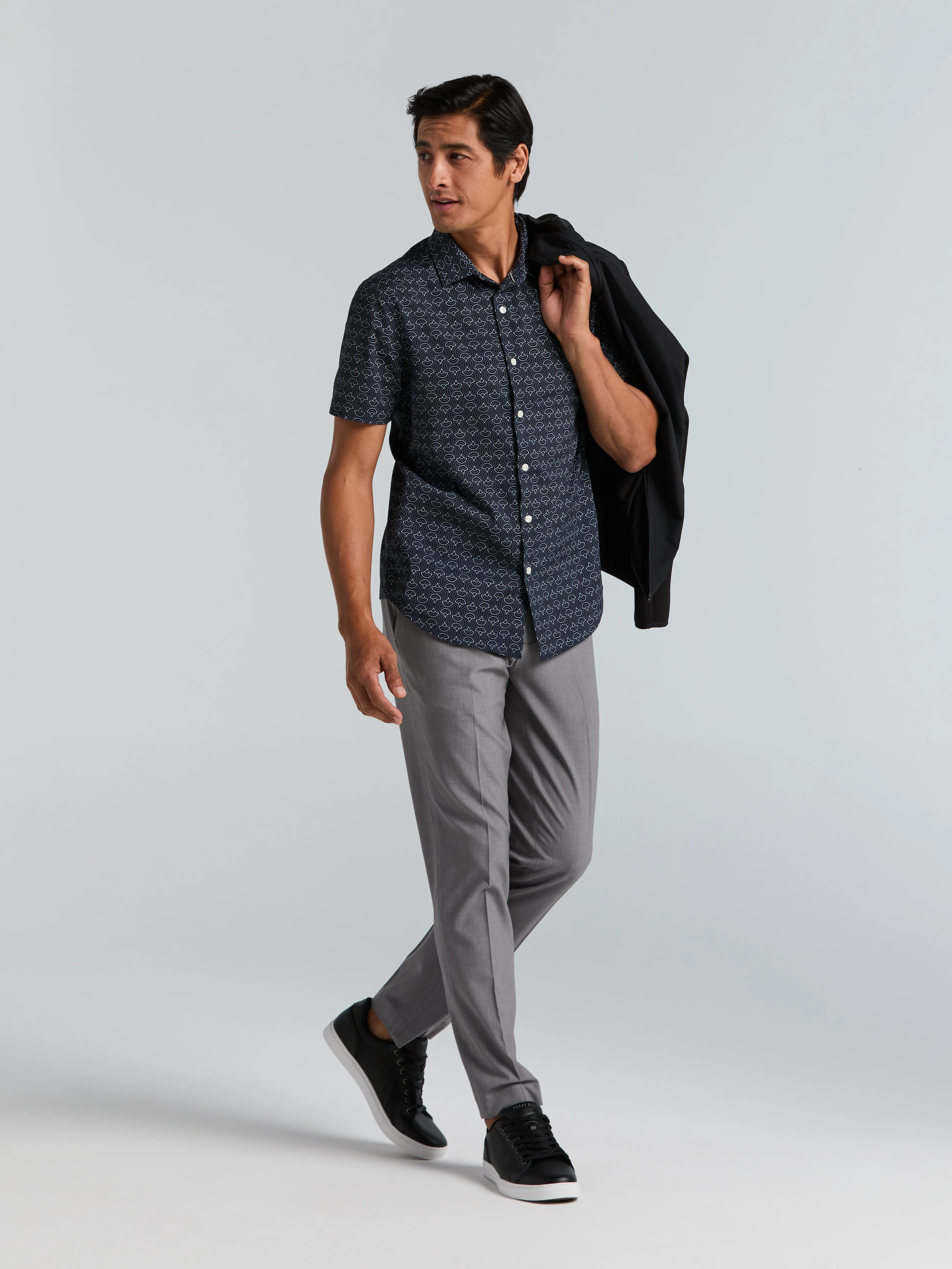 Dotted Wave Print Slim Fit Total Stretch Shirt - Image 4