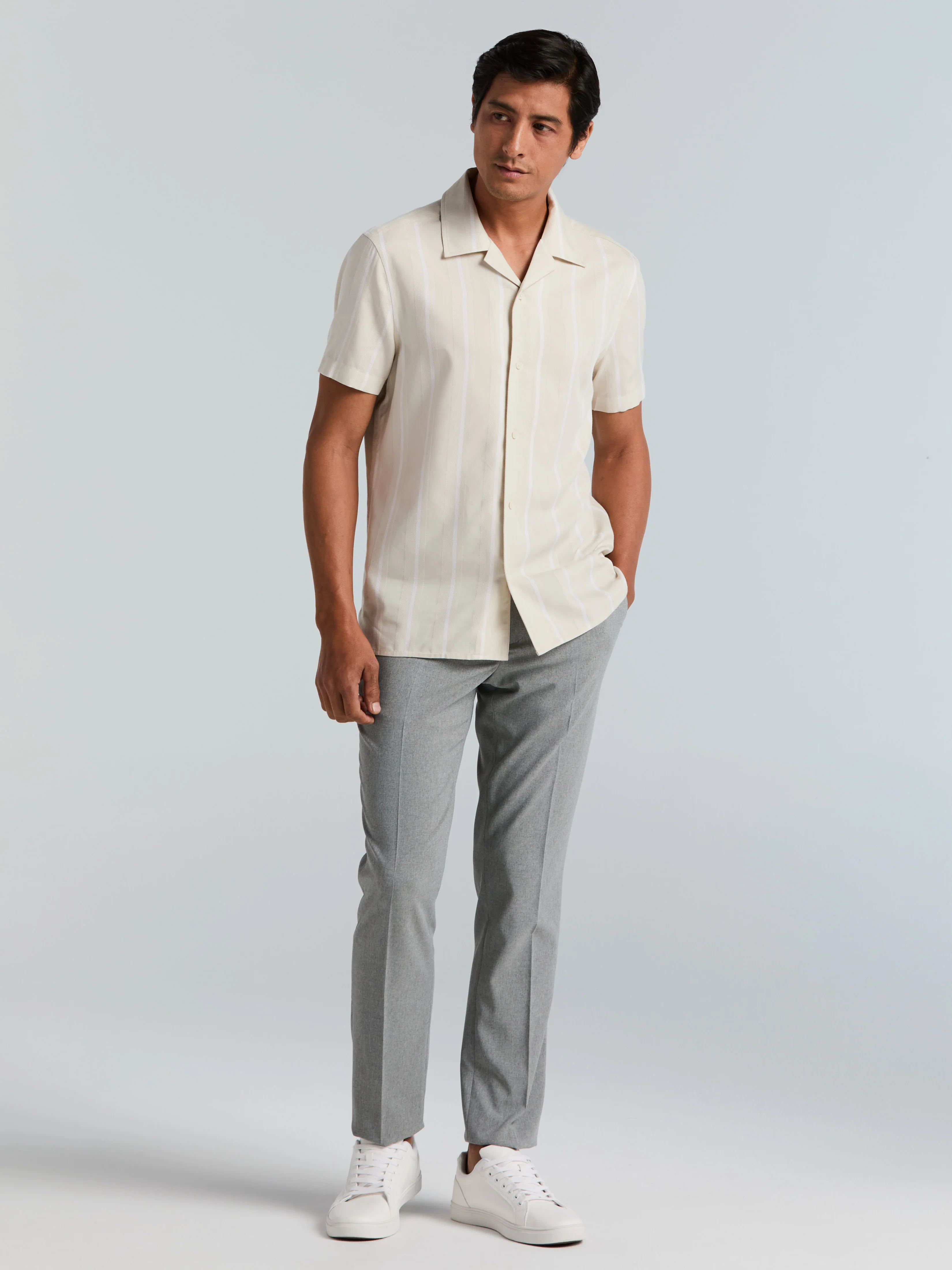 EcoVero™ Striped Camp Collar Shirt - Image 9