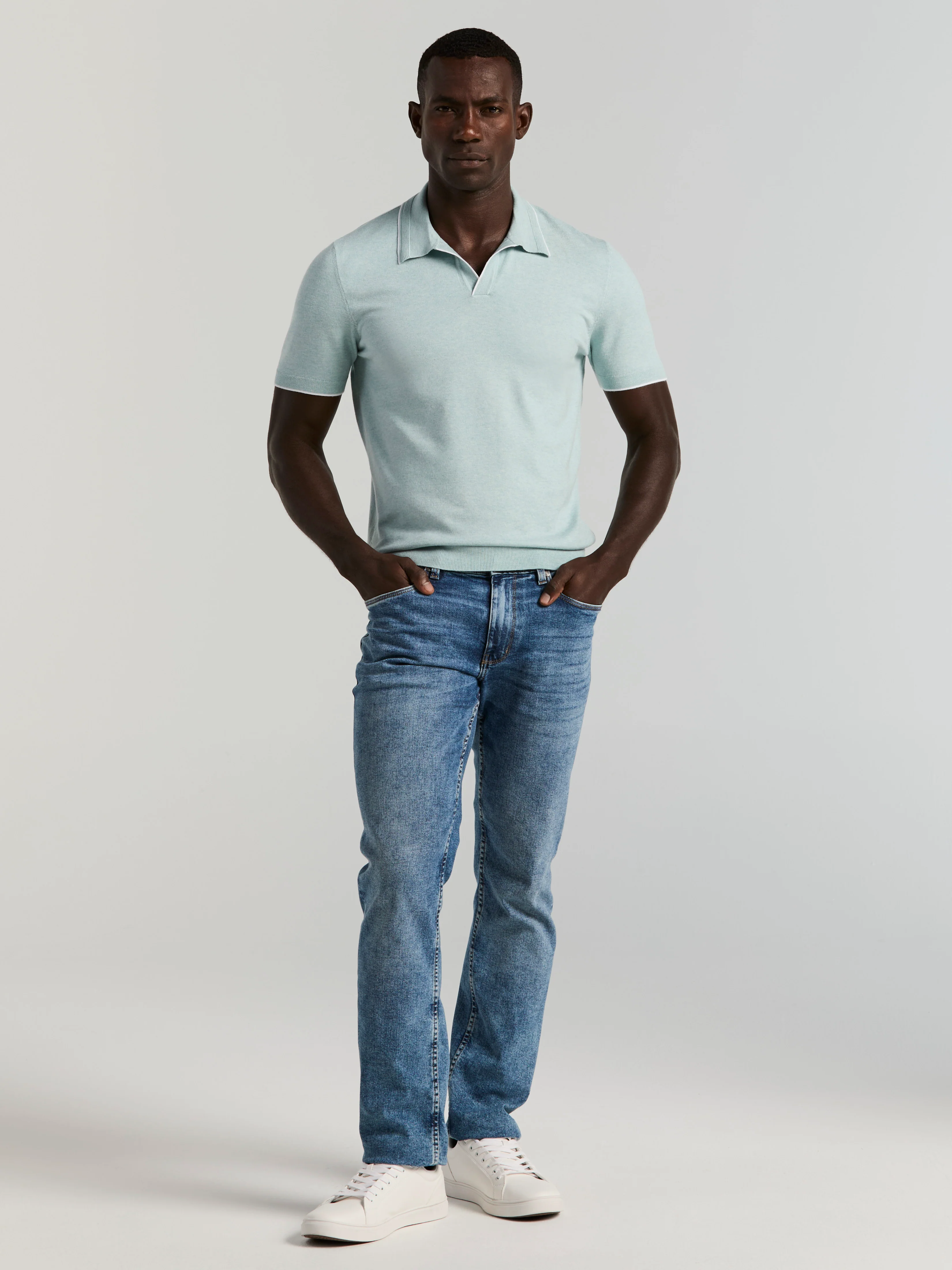 Tech Knit Open Collar Tipped Sweater Polo - Image 5