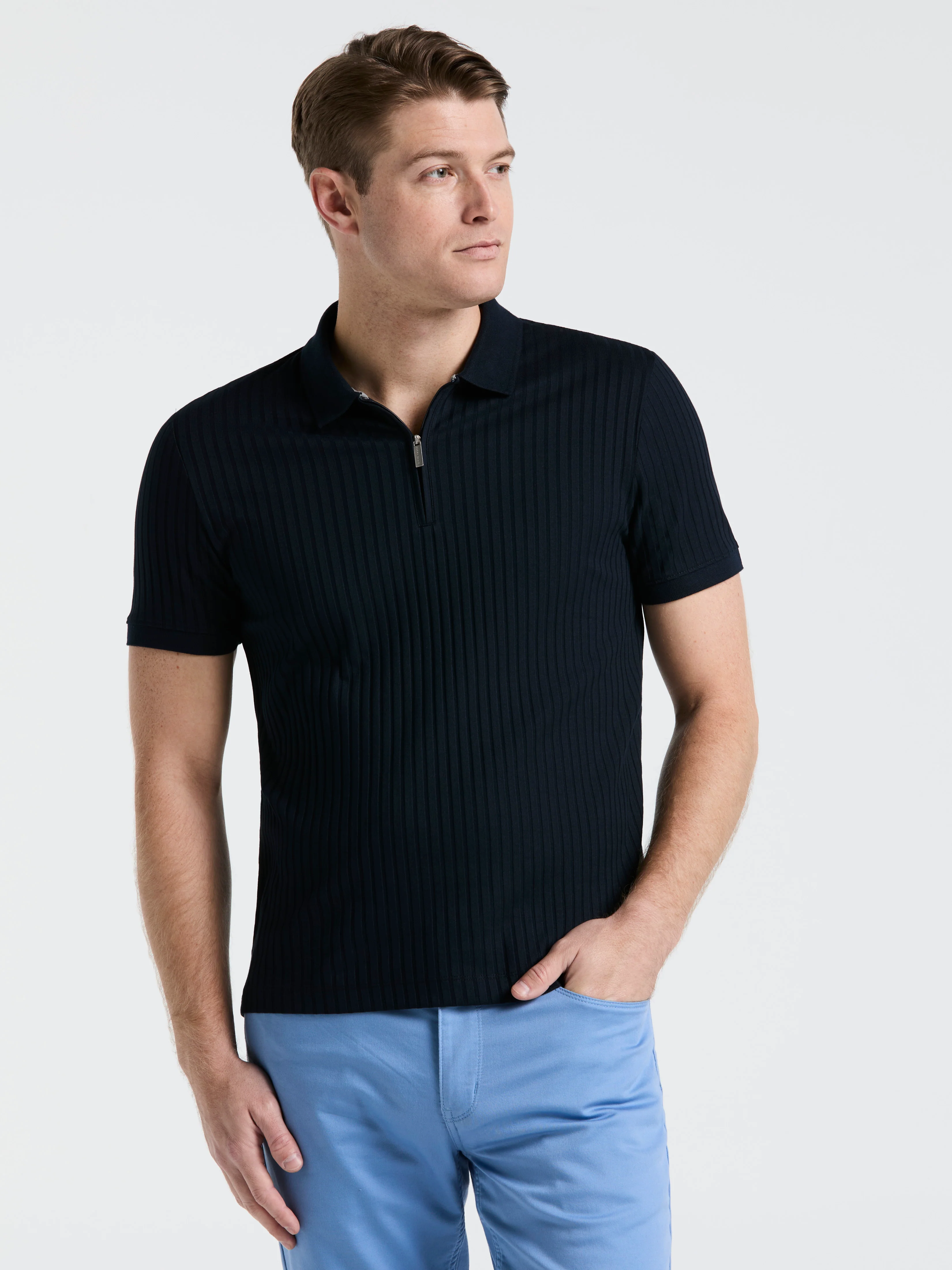Quarter Zip Ribbed Polo - Image 24