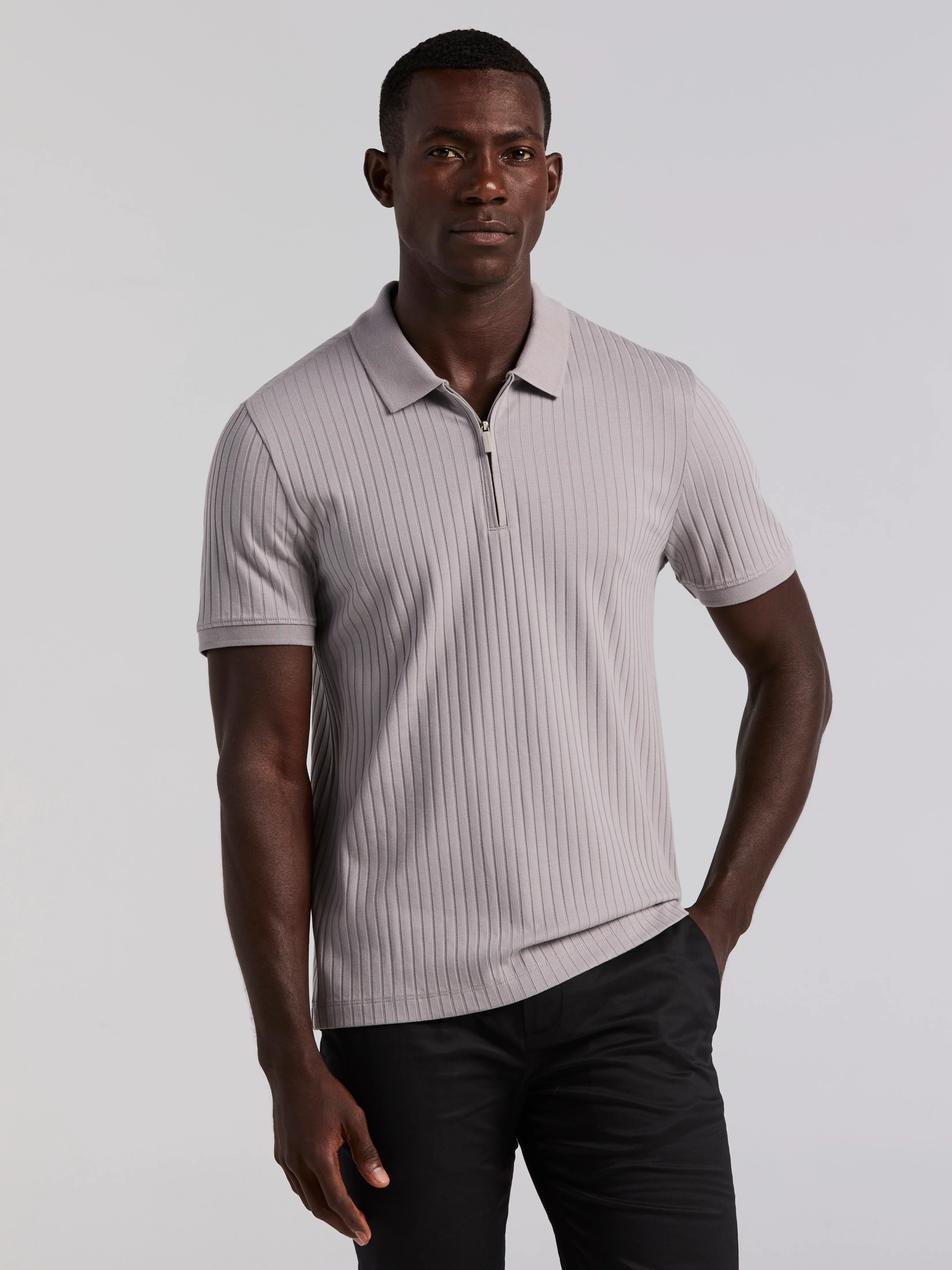 Quarter Zip Ribbed Polo - Image 34