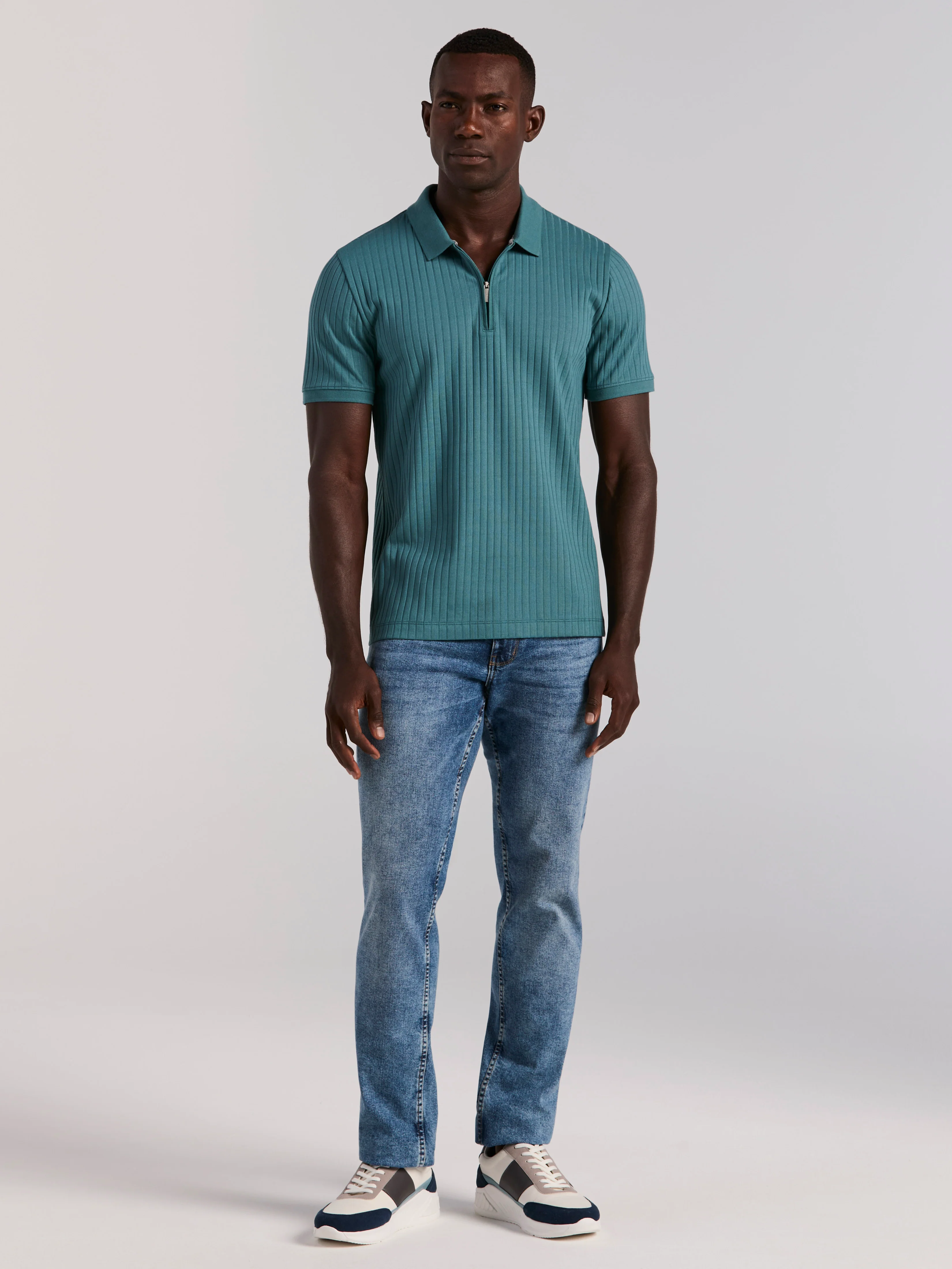 Quarter Zip Ribbed Polo - Image 43