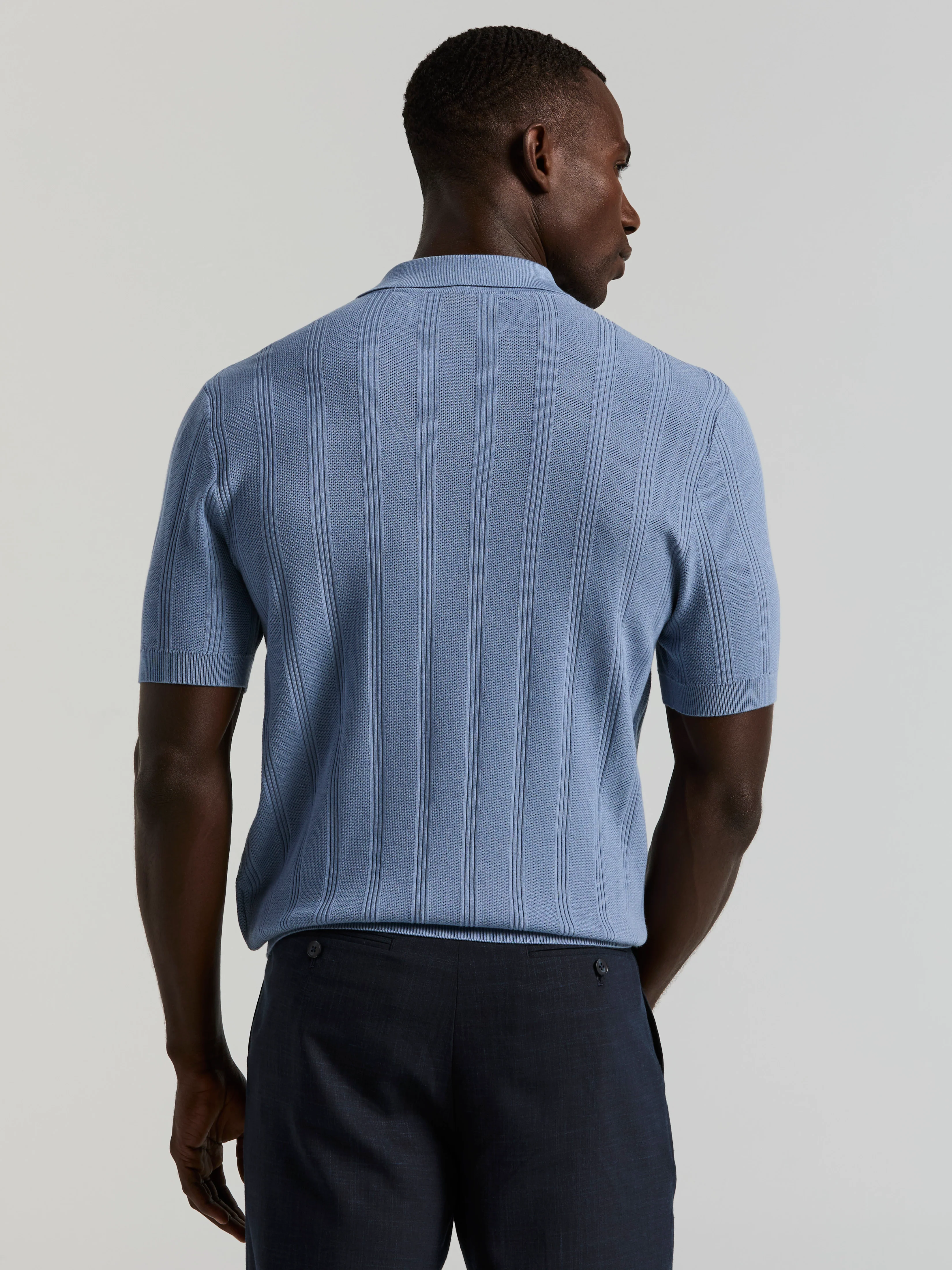 Mesh Stripe Sweater Polo - Image 3
