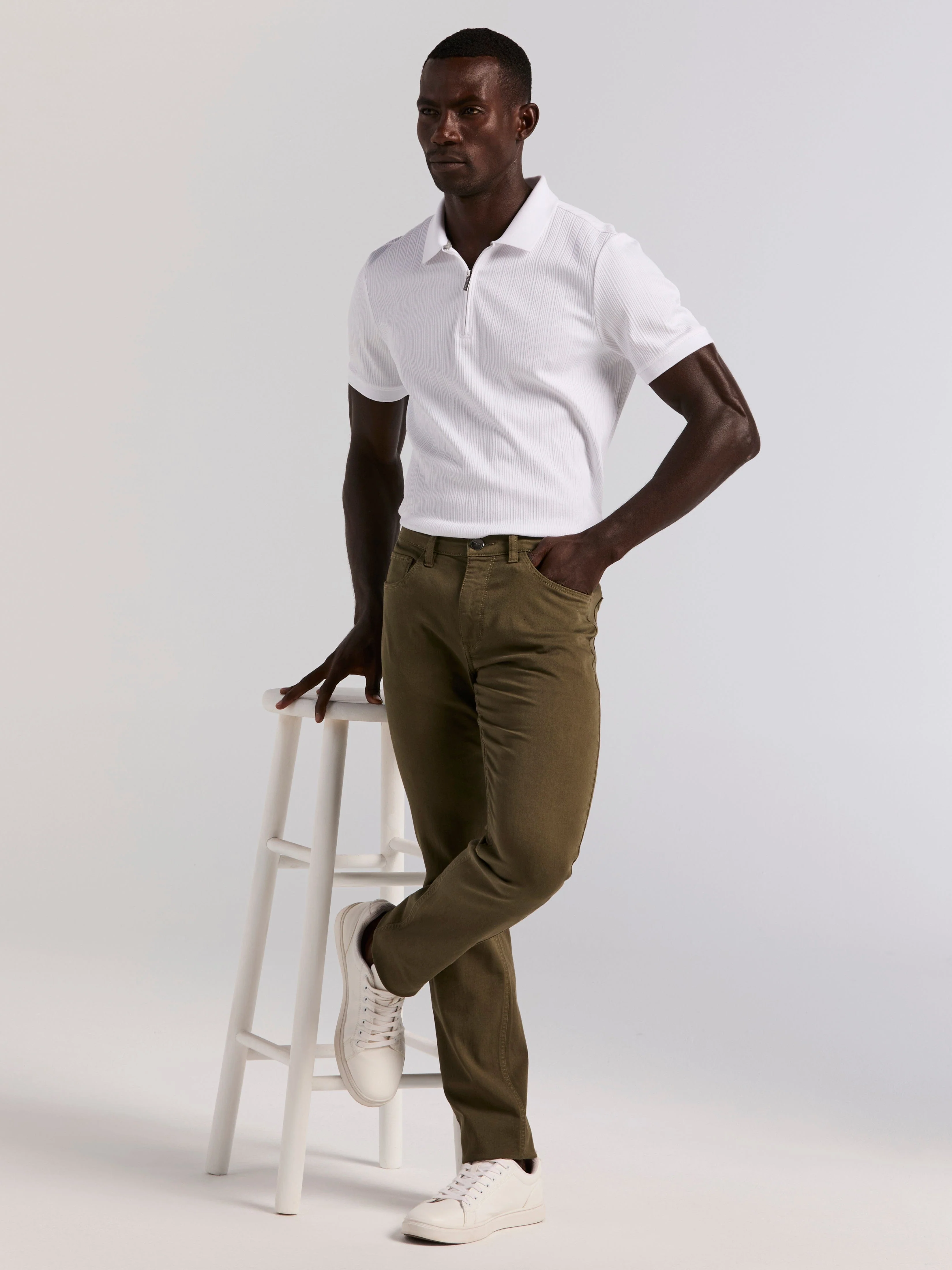 Slim Fit Dyed Solid Twill Five Pocket Pant - Image 20