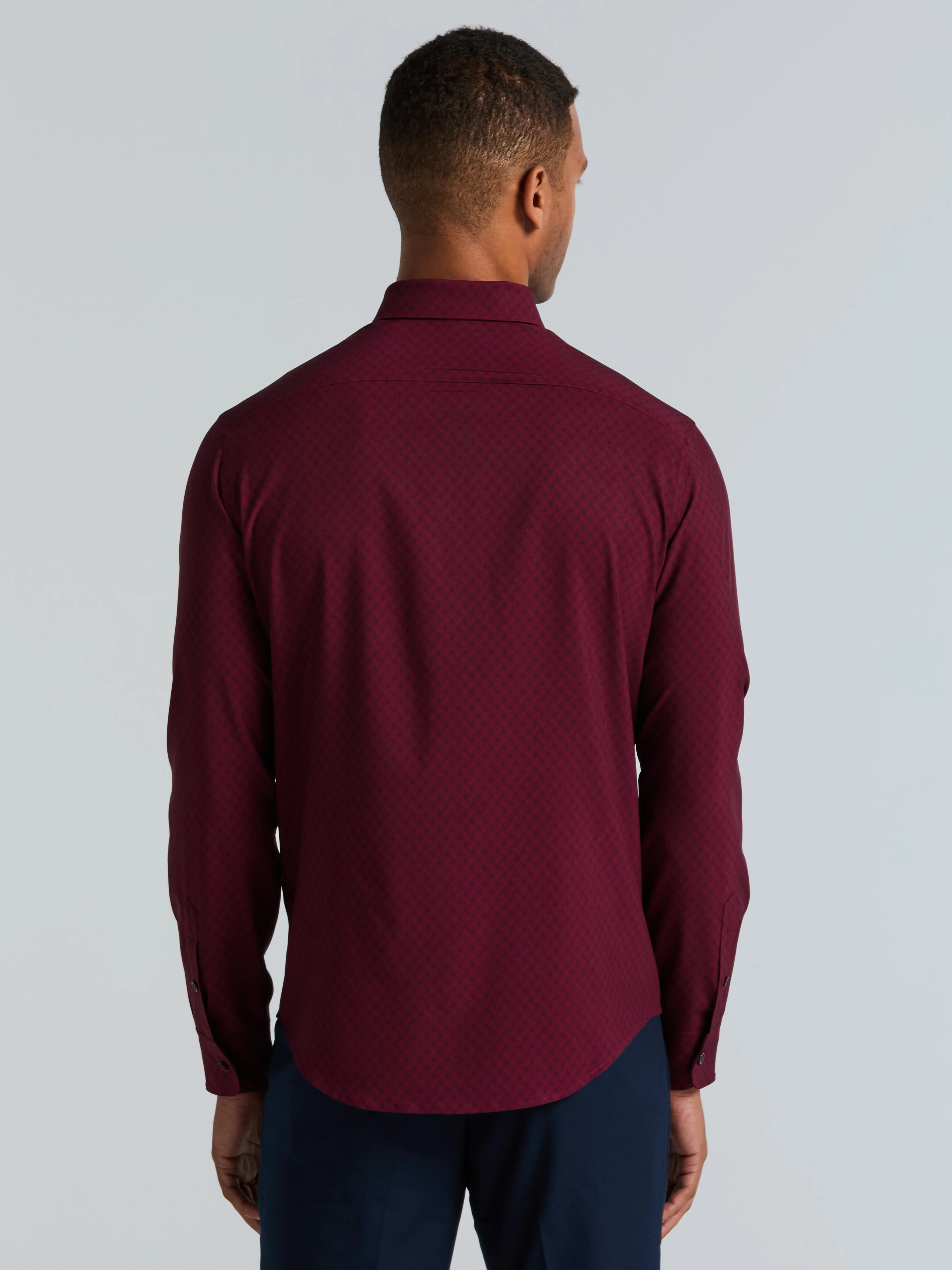 Slim Fit Geo Print Total Stretch Shirt - Image 4