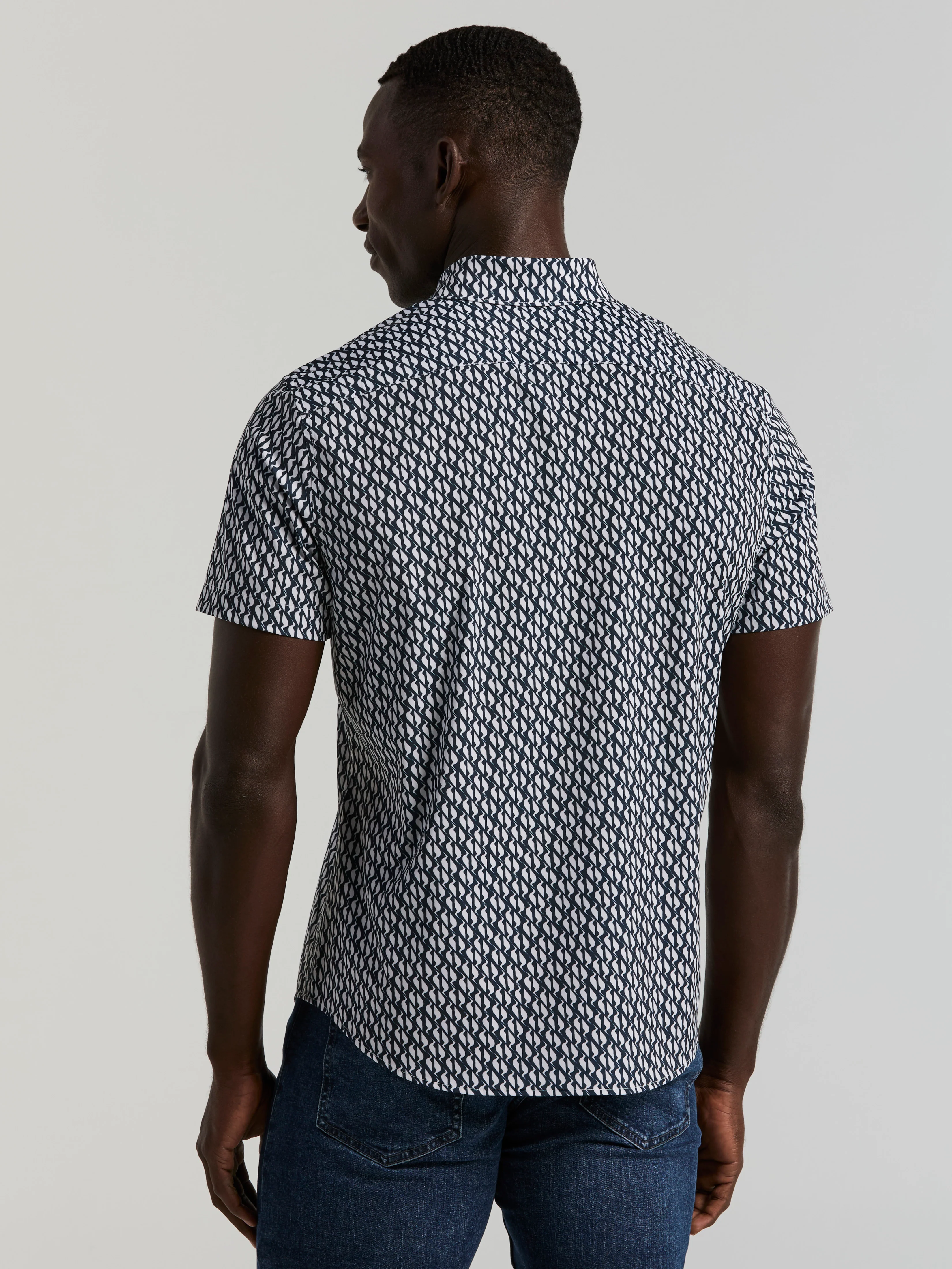 Slim Fit Wave Print Total Stretch Shirt - Image 3
