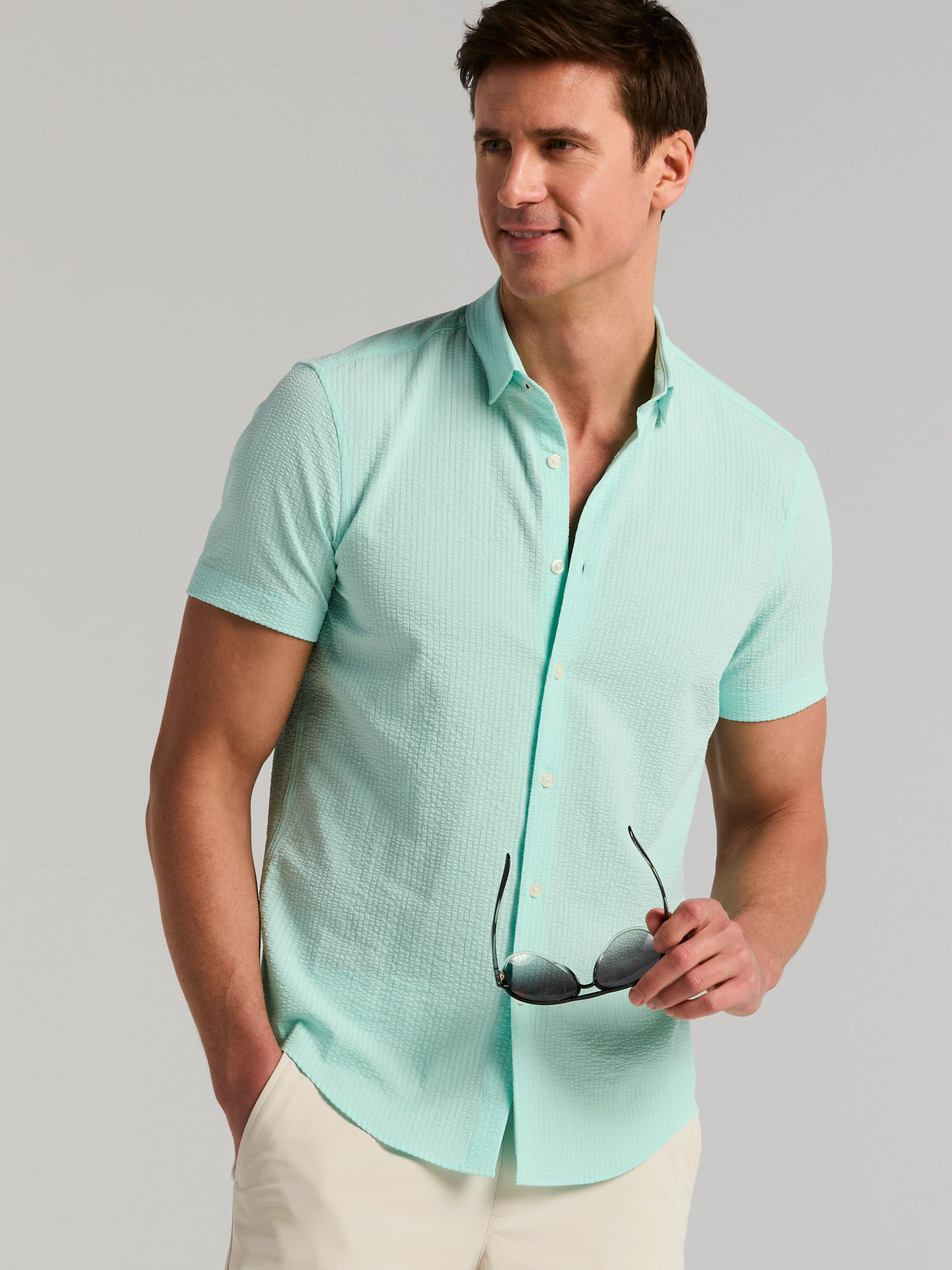 Stretch Seersucker Slim Fit Shirt - Image 8