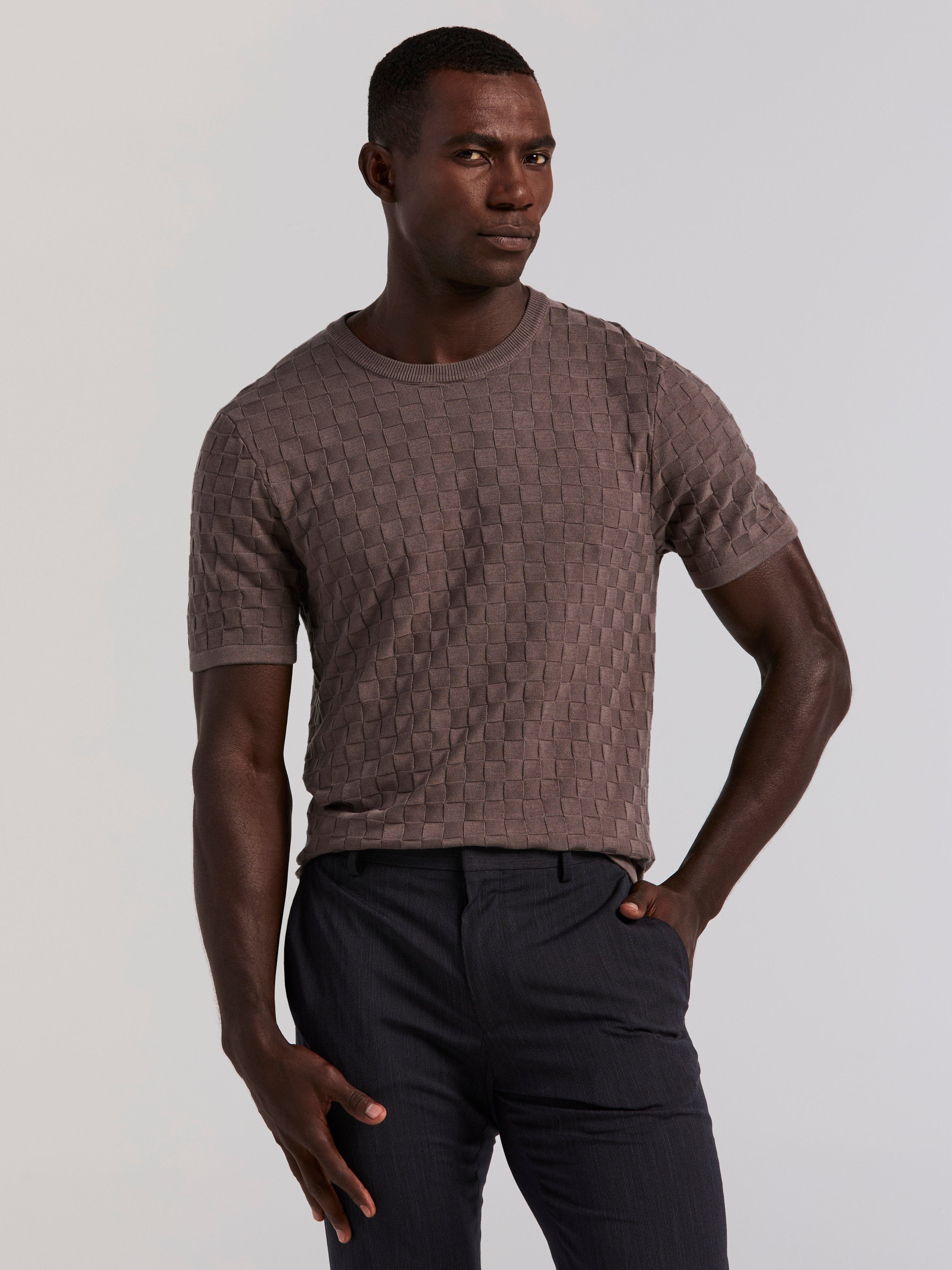 Square Pattern Crew Neck Sweater Tee - Image 11