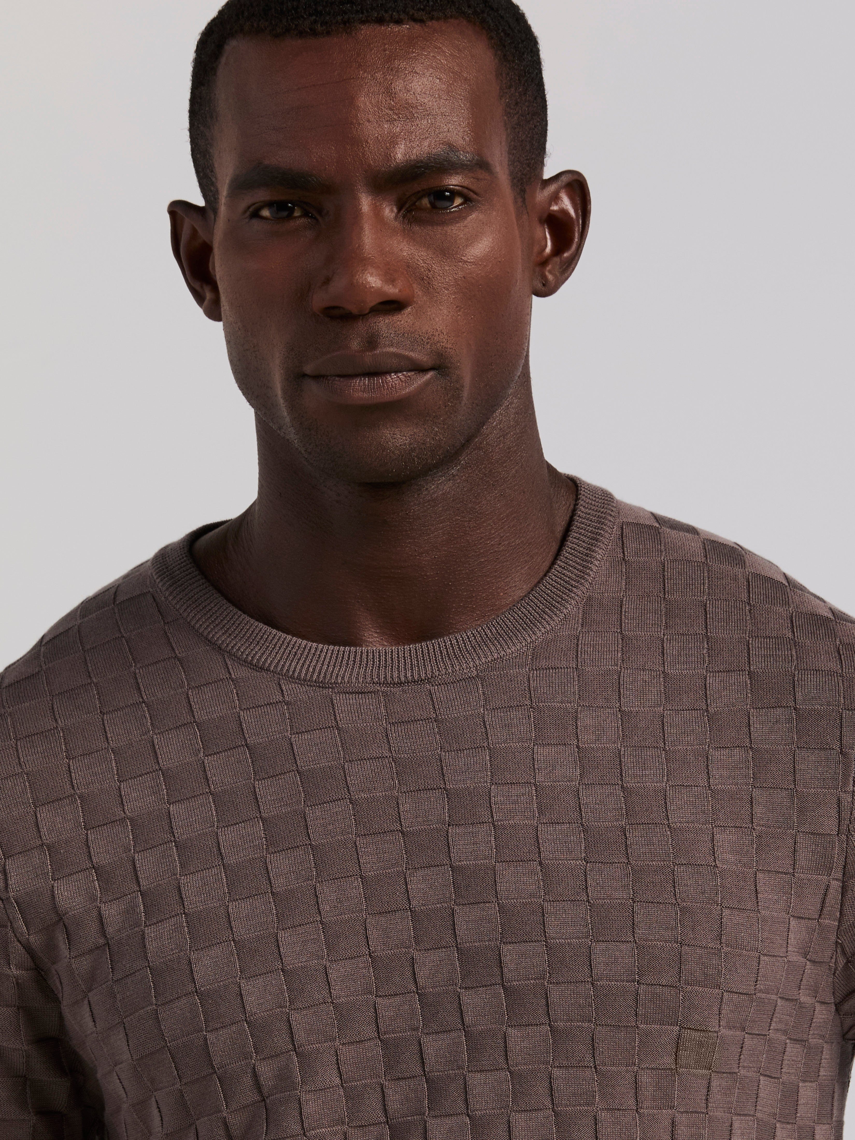 Square Pattern Crew Neck Sweater Tee - Image 12