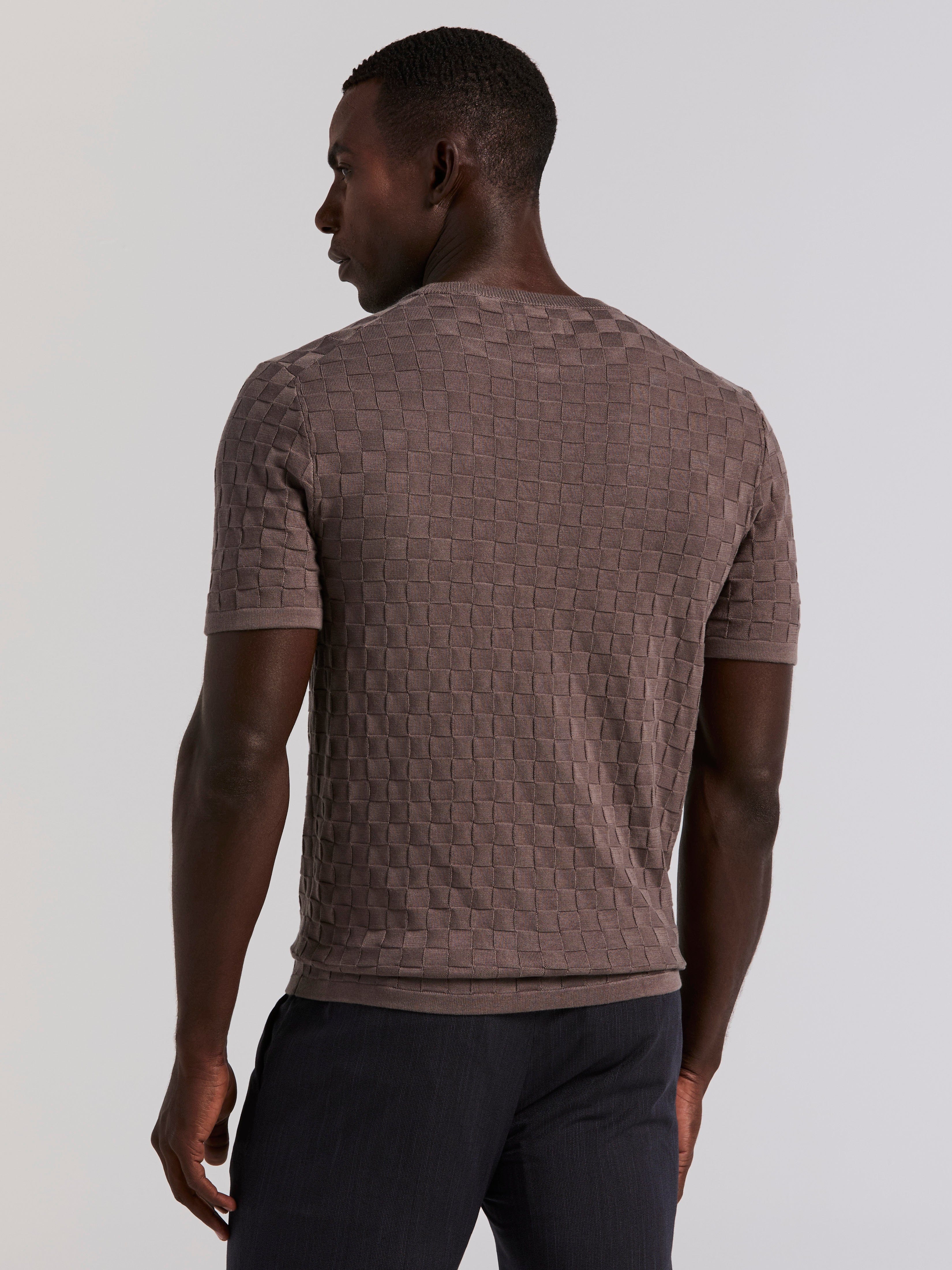 Square Pattern Crew Neck Sweater Tee - Image 13