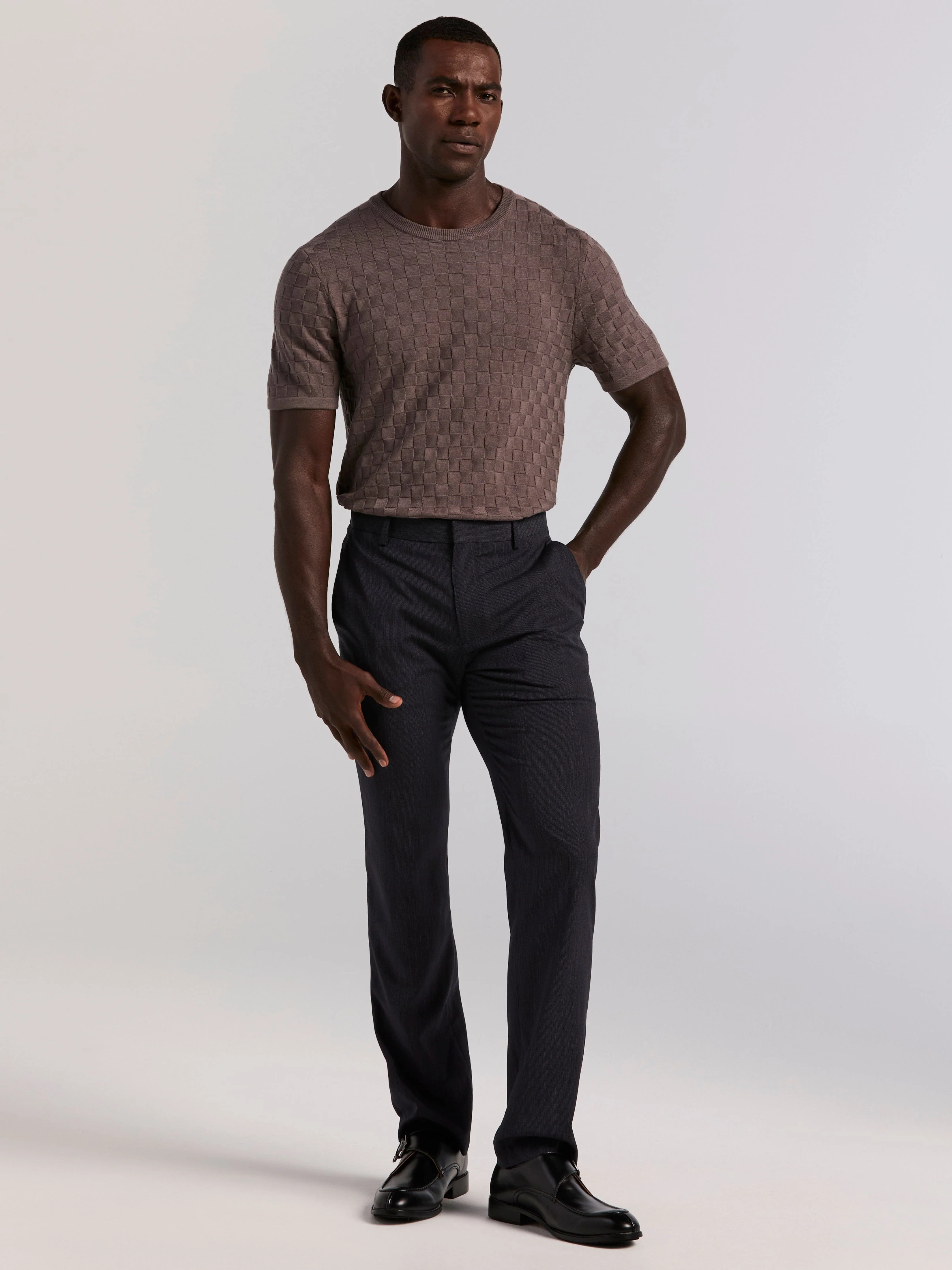 Square Pattern Crew Neck Sweater Tee - Image 14