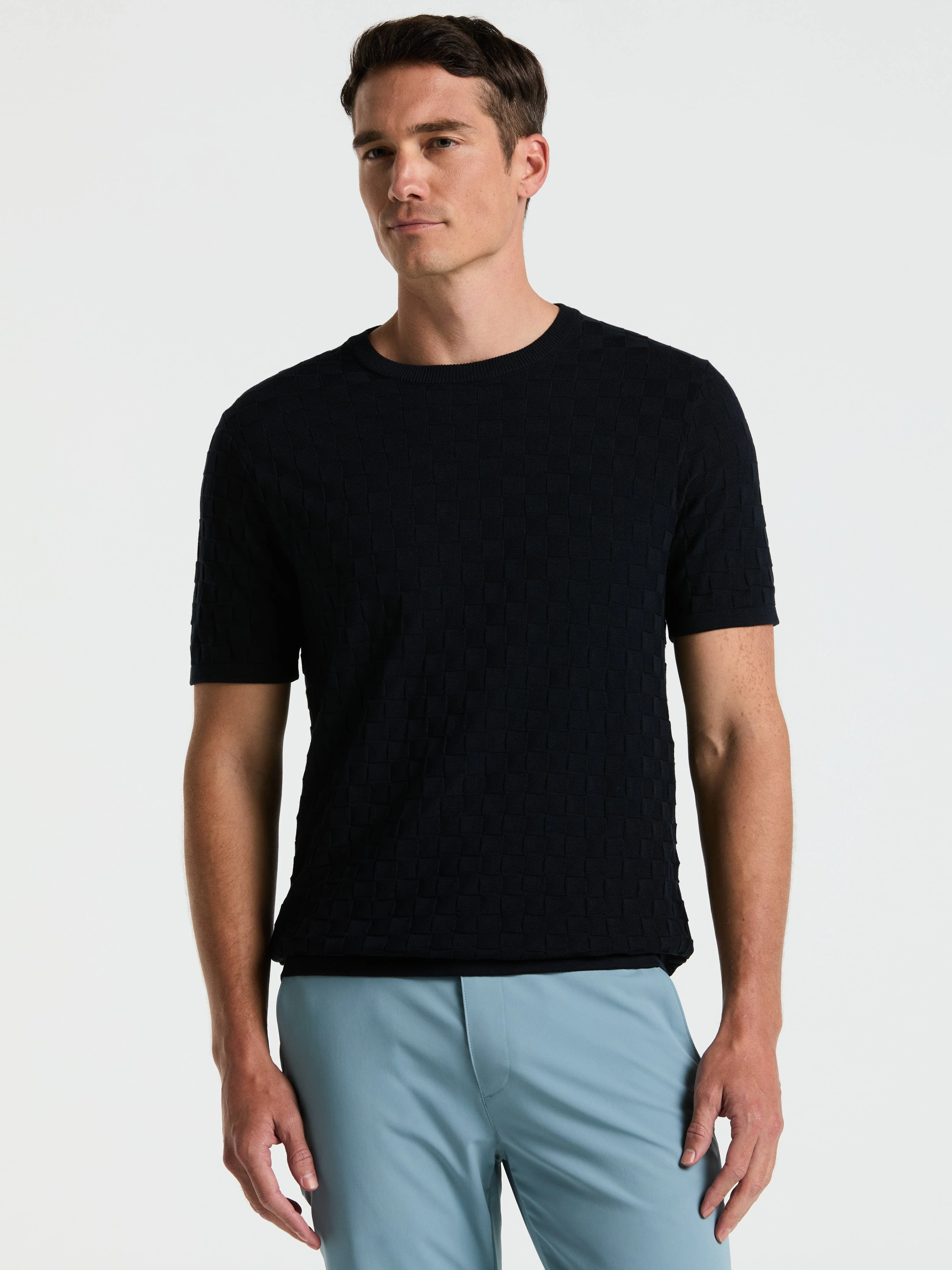 Square Pattern Crew Neck Sweater Tee - Image 16