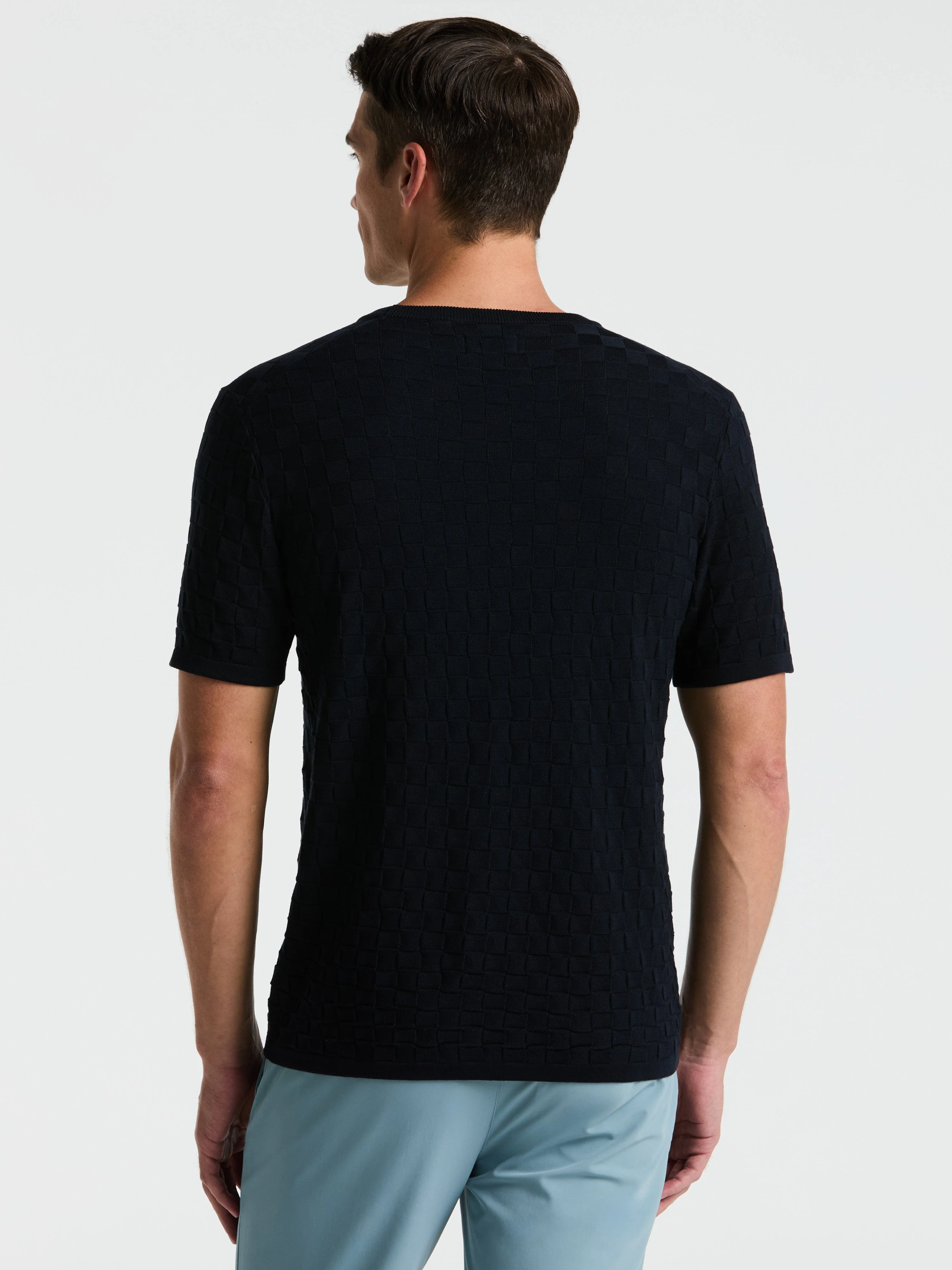 Square Pattern Crew Neck Sweater Tee - Image 18