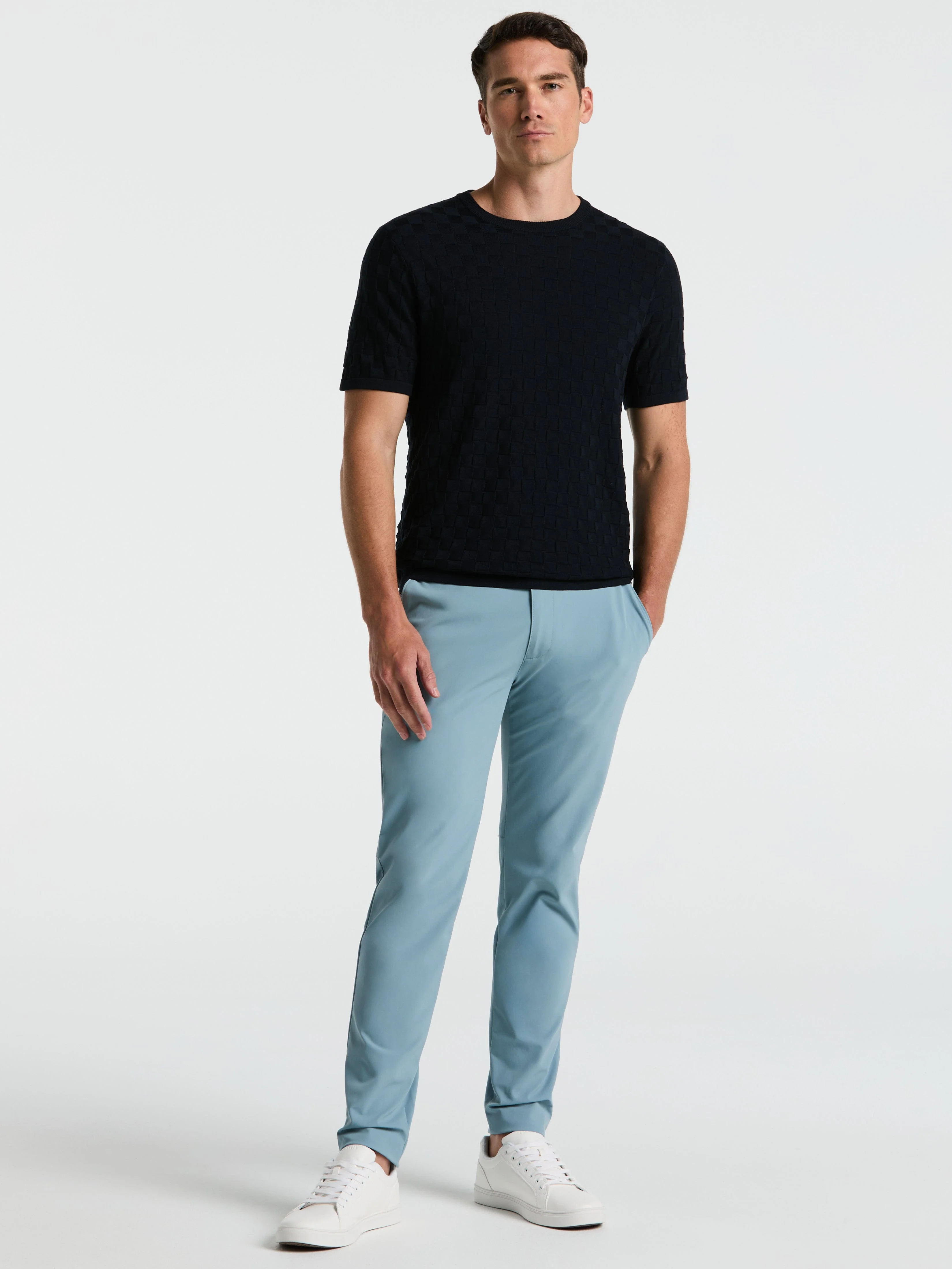 Square Pattern Crew Neck Sweater Tee - Image 19