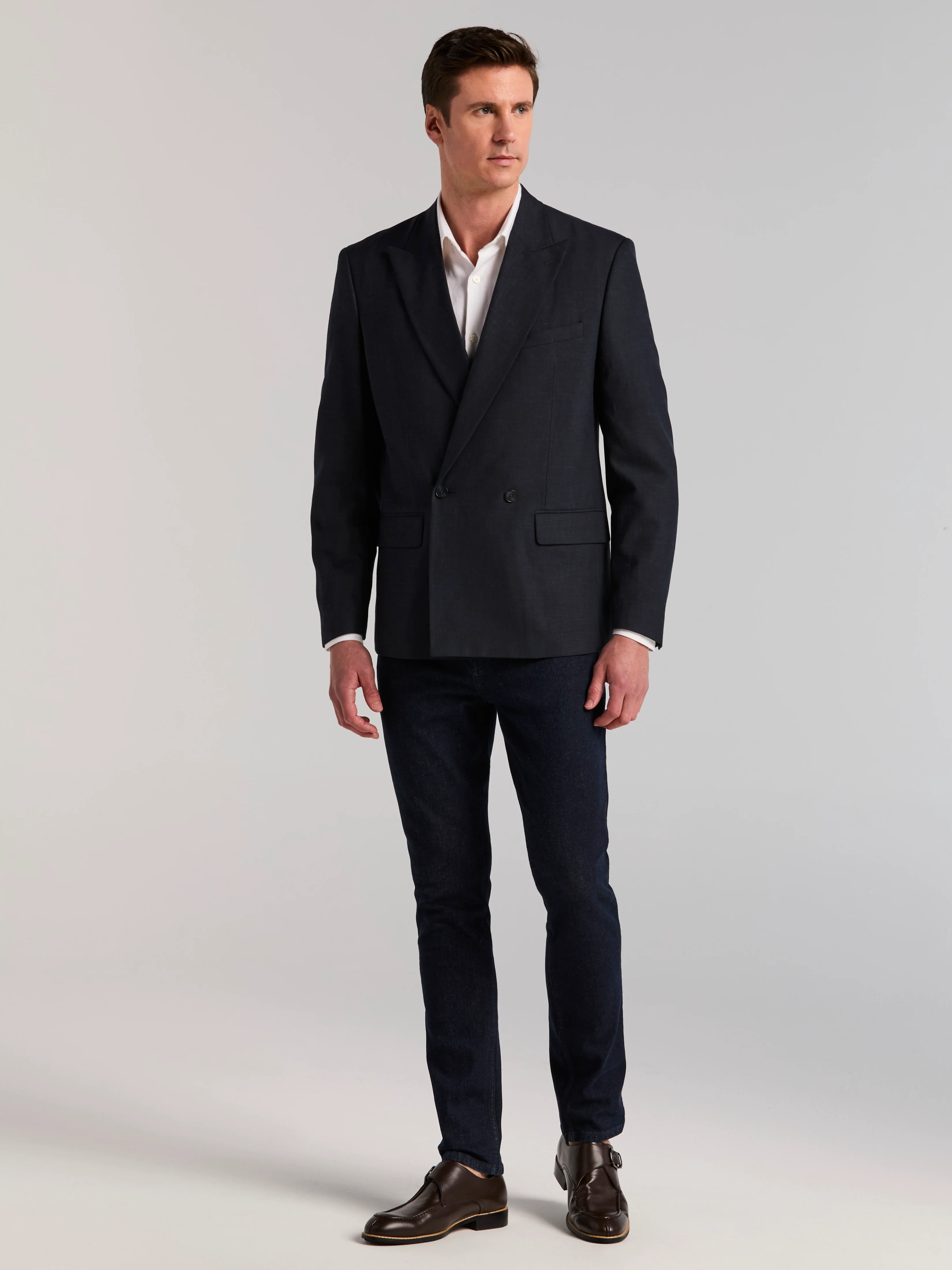 Stretch Double Breasted Suit Jacket - Image 5