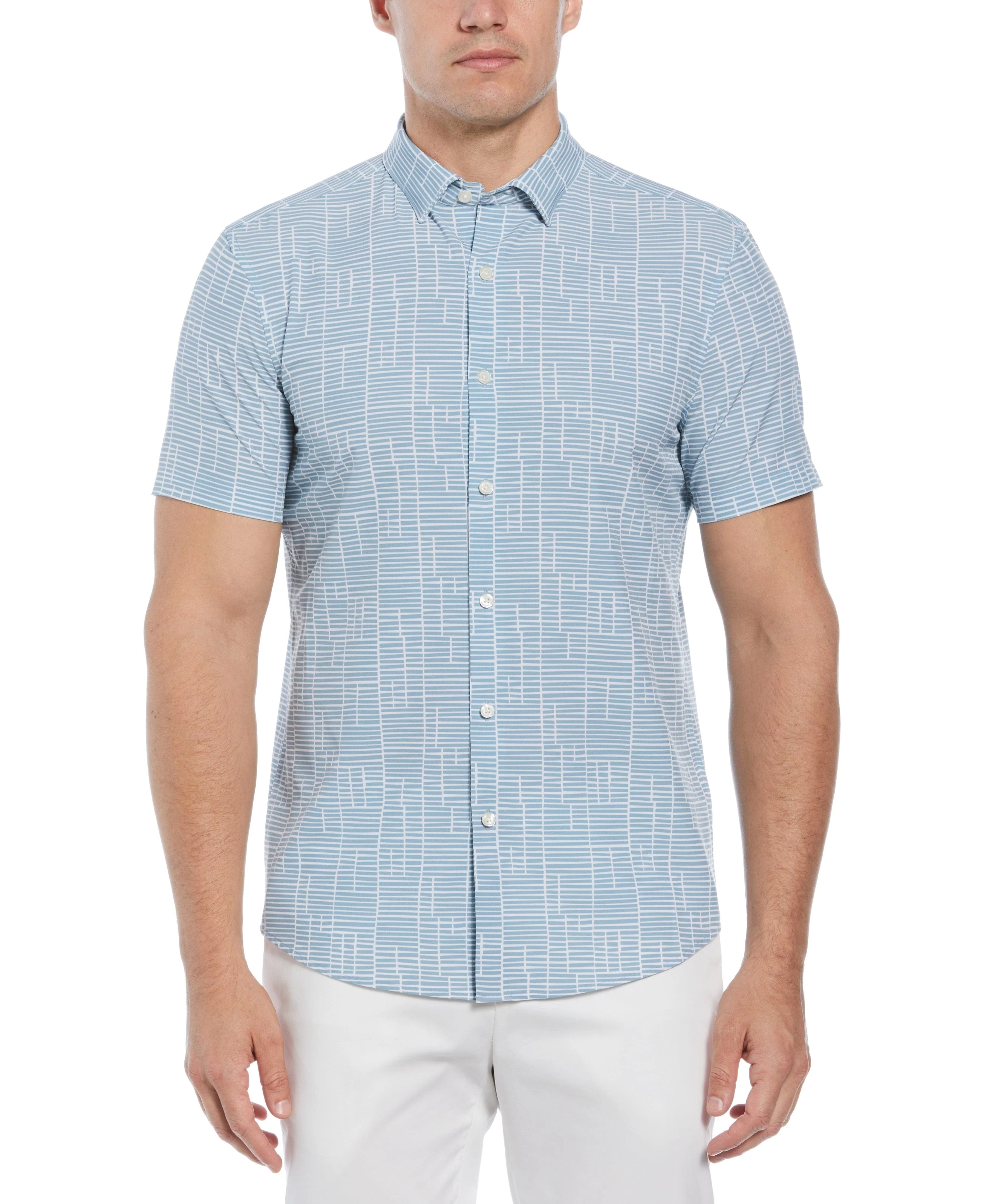 Total Stretch Slim Fit Geo Tile Print Shirt