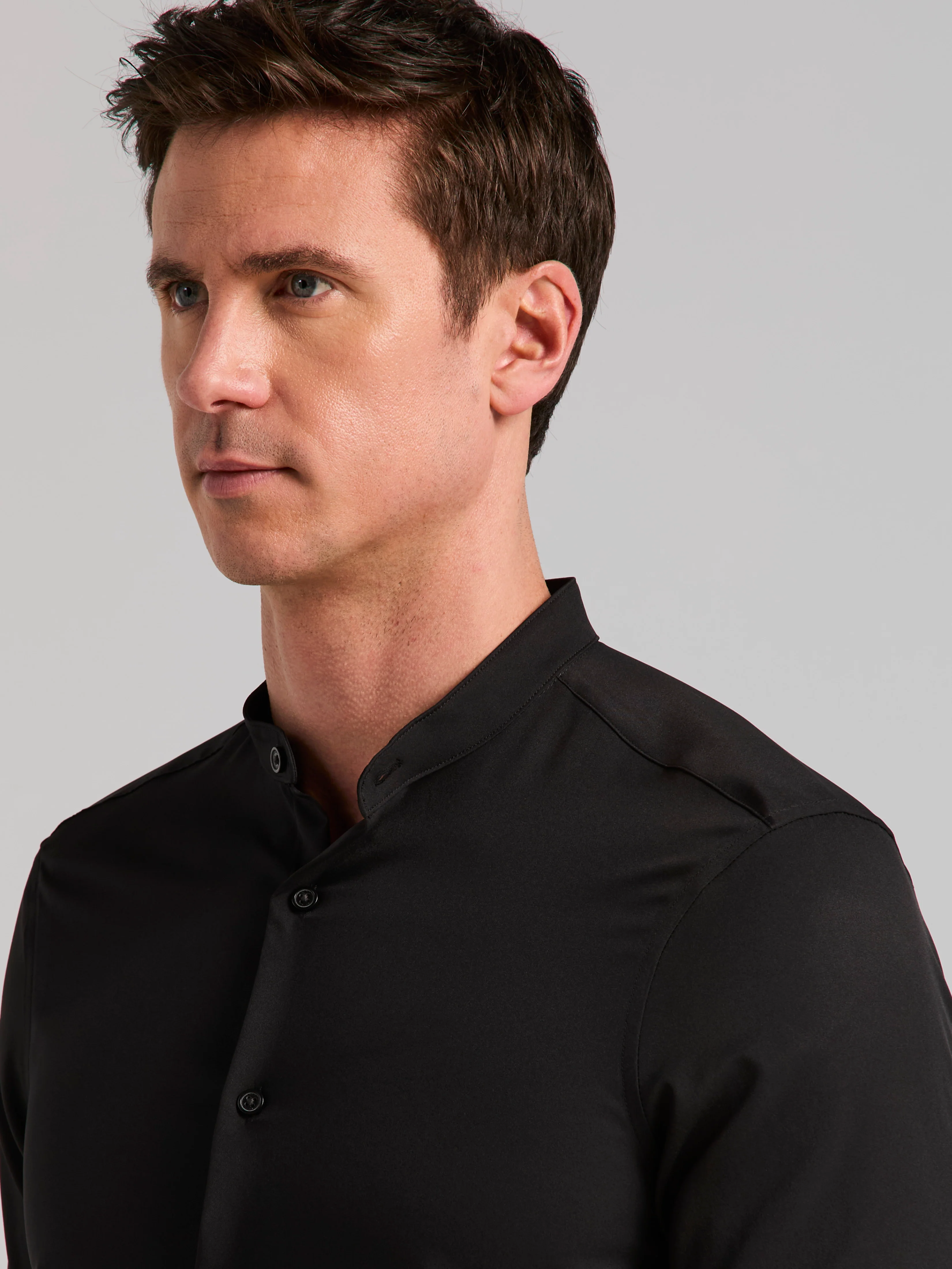 Untucked Total Stretch Slim Fit Banded Collar Shirt - Image 6